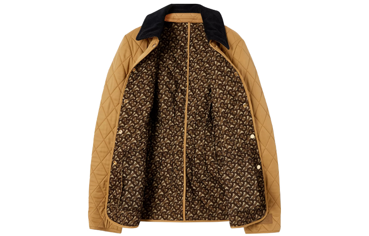 Lookbook (W) Jaket Katun Quilted dengan Kerah Corduroy Burberry Camel. 80317021