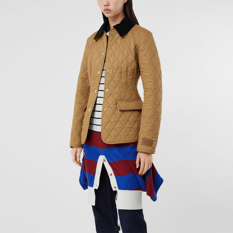 Details for (W) Jaket Katun Quilted dengan Kerah Corduroy Burberry Camel. 80317021