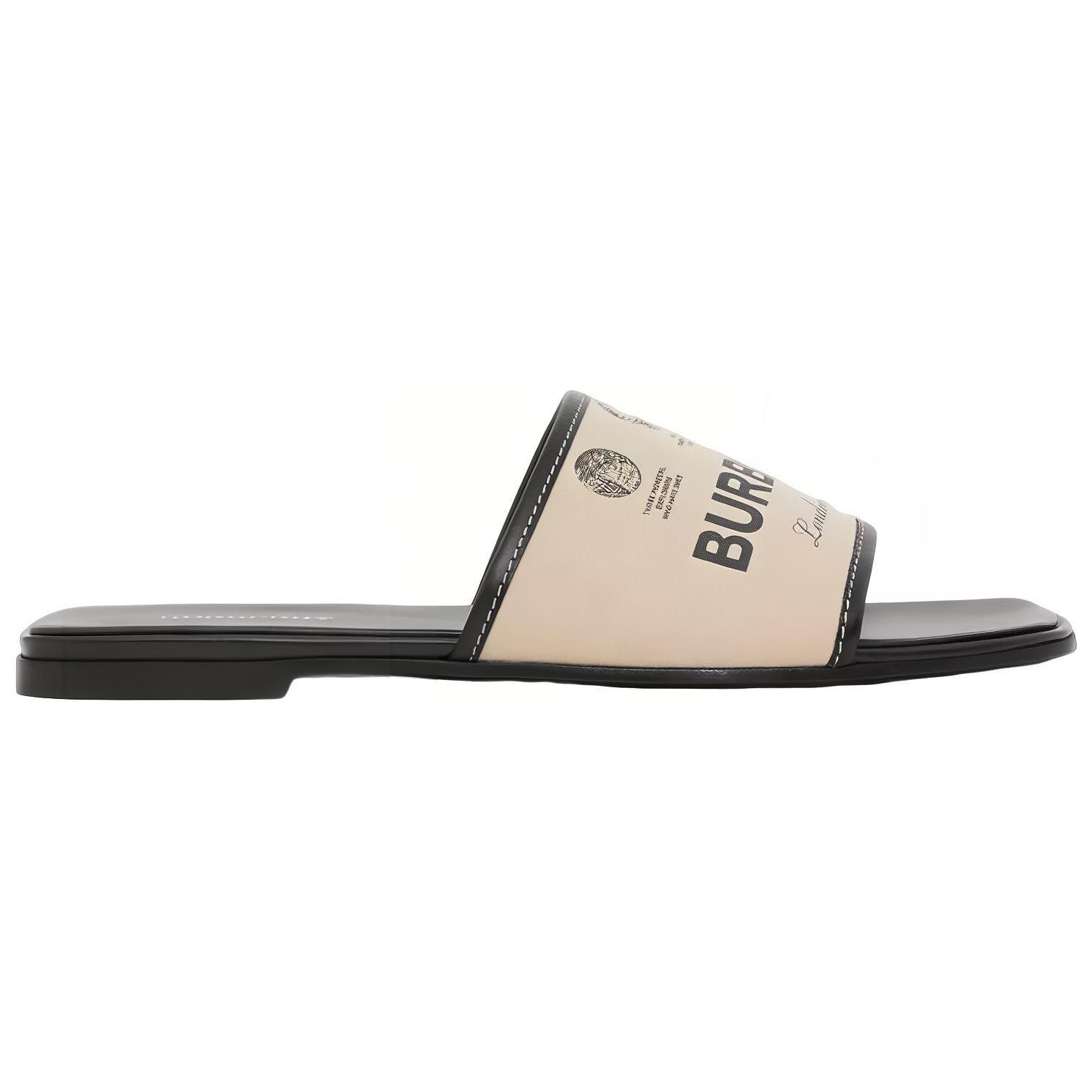 (W) Burberry Cotton Beige 'Logo Print Fashion Slides' 圖 2