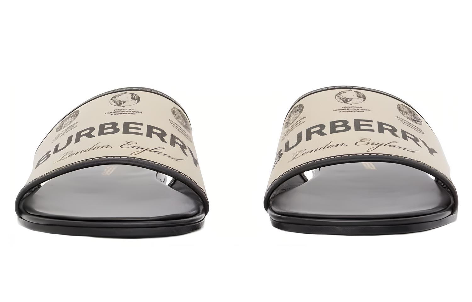 (W) Burberry Cotton Beige 'Logo Print Fashion Slides' 圖 3