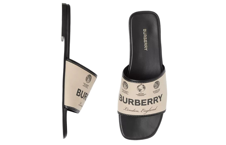 (W) Burberry Cotton Beige 'Logo Print Fashion Slides' 圖 5