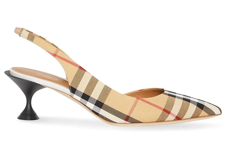 Order Burberry博柏利 棉布 格紋露跟 細跟 高筒鞋 女款 棕色