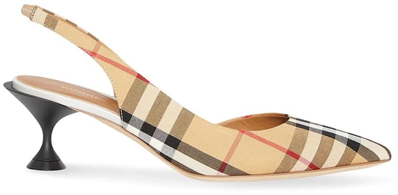 (Women) Burberry Cotton Canvas 'Check Mule Stiletto' Brown 8010964 Order (Women) Burberry Cotton Canvas 'Check Mule Stiletto' Brown 8010964