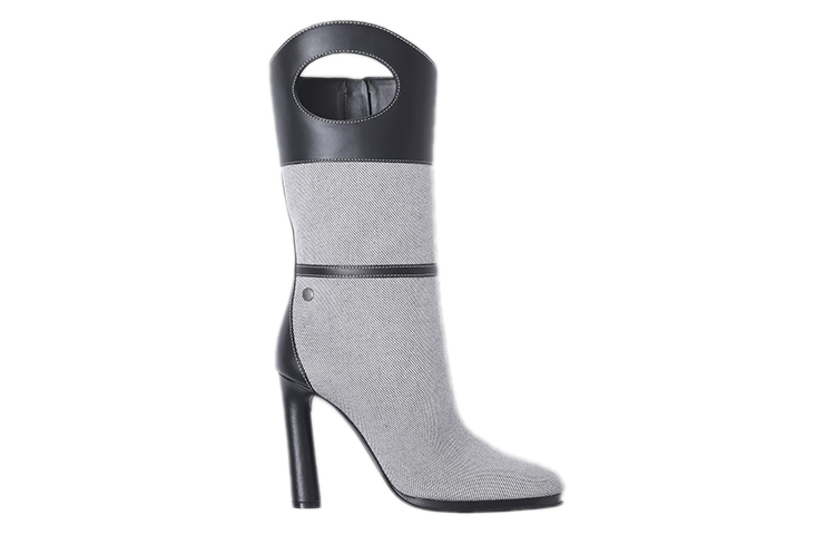 (W) Burberry Cotton Canvas and Leather Boots 'Porthole Detail Black Grey' 圖 2