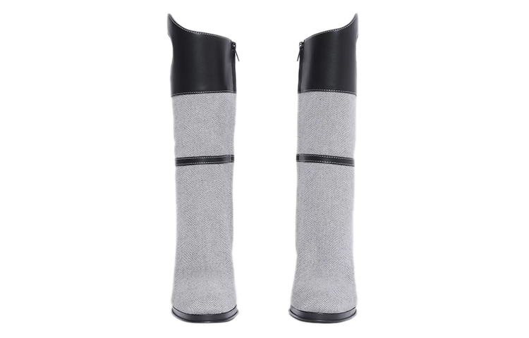 (W) Burberry Cotton Canvas and Leather Boots 'Porthole Detail Black Grey' 圖 3