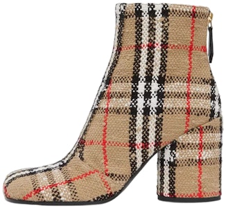 (W) Burberry Sepatu Boot Hak Blok Kain Katun Kotak 'Beige' 80631781 Buy (W) Burberry Sepatu Boot Hak Blok Kain Katun Kotak 'Beige' 80631781