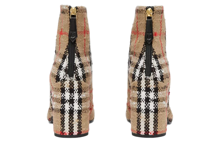 Purchase (Women) Burberry Cotton Canvas Check Block-Heel Ankle Boot 'Beige' 80631781