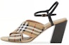 Buy (W) Sandal Fesyen Beige Burberry Tumit-Blok Kanvas Kapas & Kulit Corak 80320501