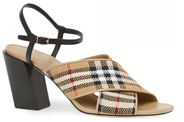 (Women) Burberry Cotton Canvas Leather Check Block-Heel 'Fashion Sandal Beige' 80320501 Lookbook (Women) Burberry Cotton Canvas Leather Check Block-Heel 'Fashion Sandal Beige' 80320501