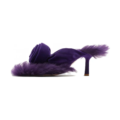 (W) Burberry Cotton CMFT Open-Toe Slides 'Purple'