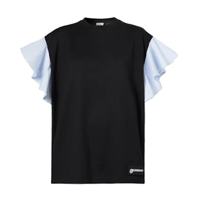 (Women) Burberry Cotton Oversized Ruffle Sleeve T-Shirt 80295721