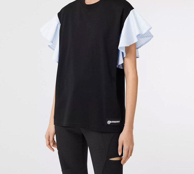 (Women) Burberry Cotton Oversized Ruffle Sleeve T-Shirt 80295721 圖 3