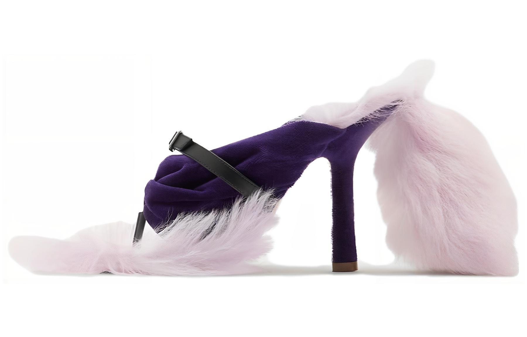 (Women) Burberry Cotton Square-Toe High-Heel Thong Sandals 'Hibiscus Purple' 80744331