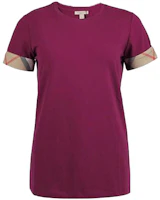 (Women) Burberry Crewneck Short-Sleeve T-Shirt Purple with Check Cuffs. 39684951 (Women) Burberry Crewneck Short-Sleeve T-Shirt Purple with Check Cuffs. 39684951