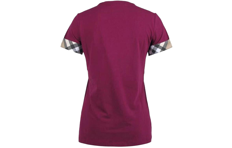 (Women) Burberry Crewneck Short-Sleeve T-Shirt Purple with Check Cuffs. 39684951 圖 3