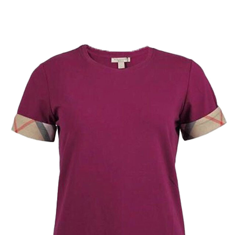 (Women) Burberry Crewneck Short-Sleeve T-Shirt Purple with Check Cuffs. 39684951 圖 7