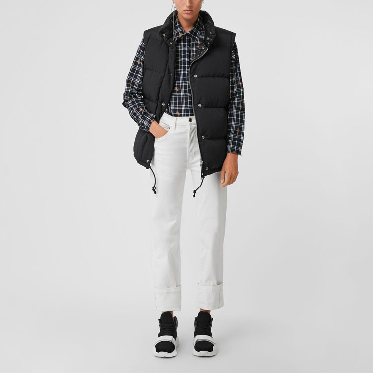 (Women) Burberry Deep Blue Long Sleeve Cotton Check Collar Shirt 80040341 圖 4