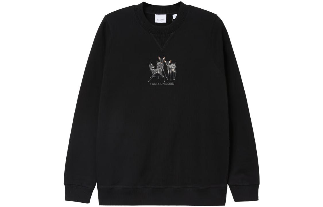 (Women) Burberry Deer Embroidery Cotton Sweatshirt Women’s Black 80428831