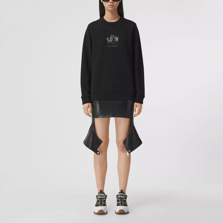 (Women) Burberry Deer Embroidery Cotton Sweatshirt Women’s Black 80428831 圖 4
