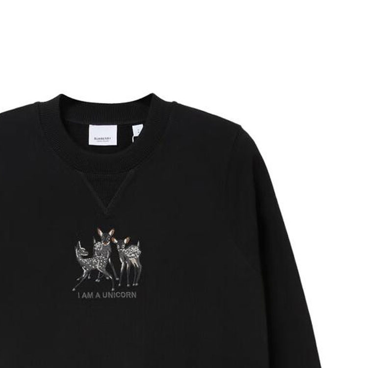 (Women) Burberry Deer Embroidery Cotton Sweatshirt Women’s Black 80428831 圖 7