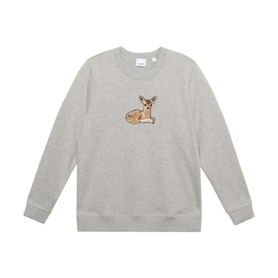 (Women) Burberry Deer Motif Cotton Relaxed Sweatshirt Light Ash Grey 80321171