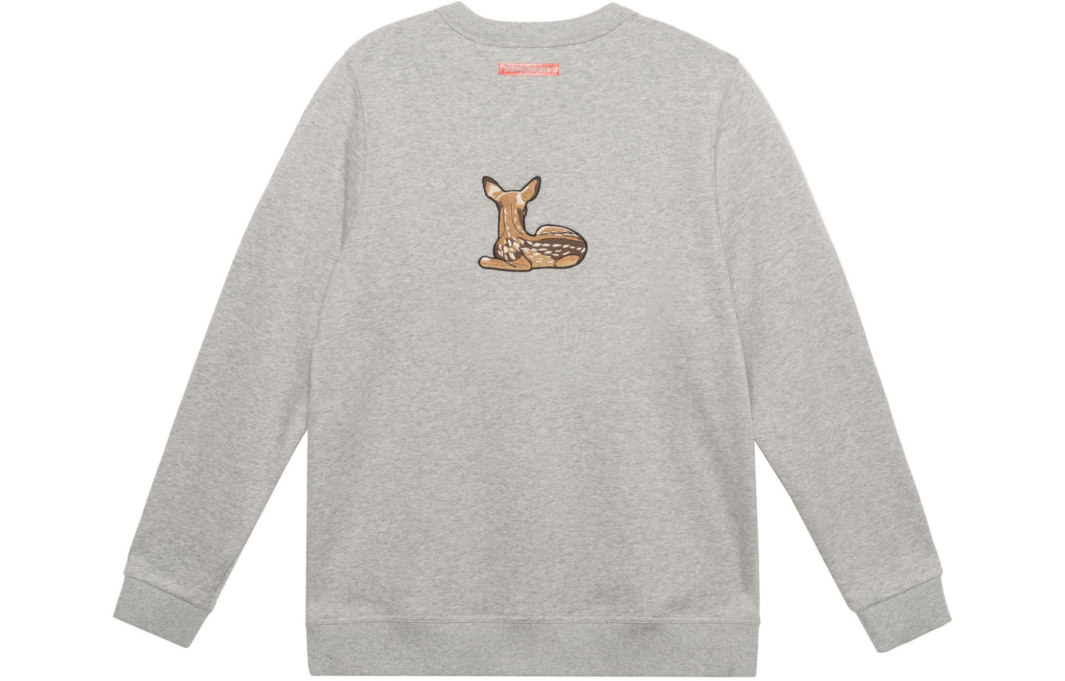 Lookbook (W) Burberry Sweatshirt Motif Rusa Katun Santai Abu Abu Muda. 80321171