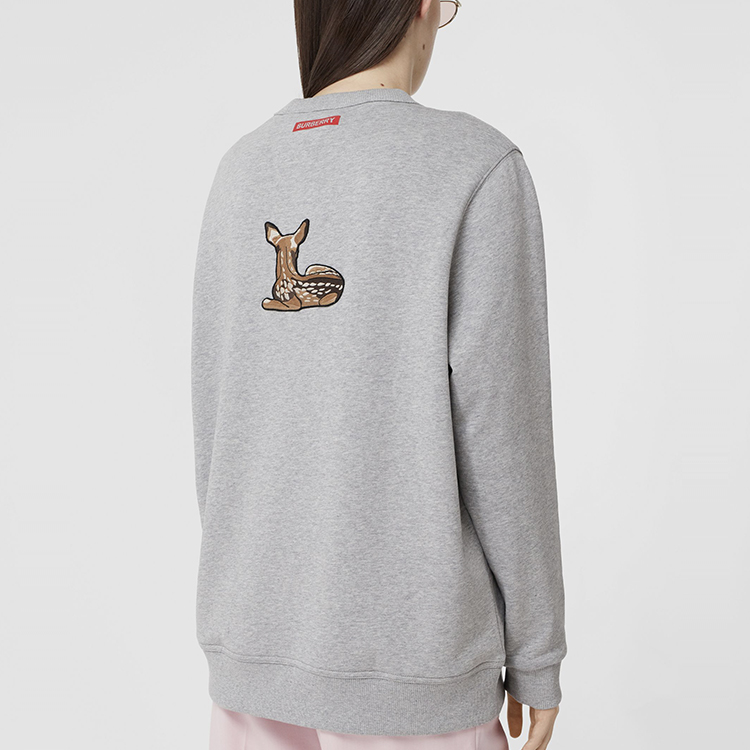 Purchase (W) Burberry Sweatshirt Motif Rusa Katun Santai Abu Abu Muda. 80321171