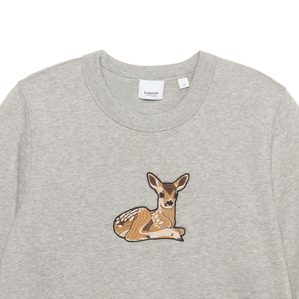 Sizing (W) Burberry Sweatshirt Motif Rusa Katun Santai Abu Abu Muda. 80321171