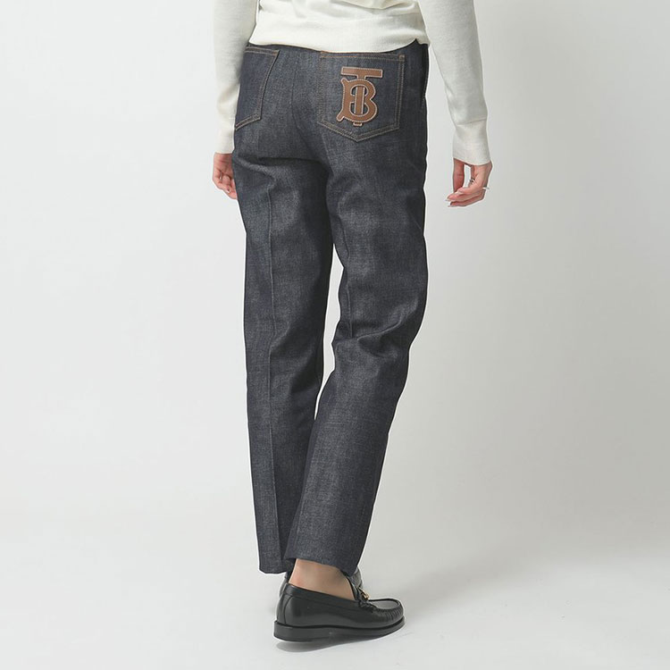 Details for (W) 버버리 데님 블루 코튼 청바지 백포켓 로고 패치. 45609271