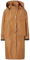 (Women) Burberry Detachable Hood Shape Memory Taffeta Parka Camel Brown 80372701 (Women) Burberry Detachable Hood Shape Memory Taffeta Parka Camel Brown 80372701