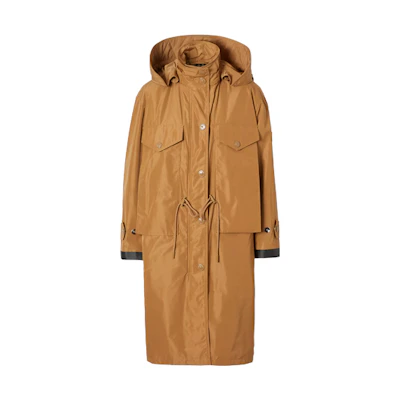 (Women) Burberry Detachable Hood Shape Memory Taffeta Parka Camel Brown 80372701