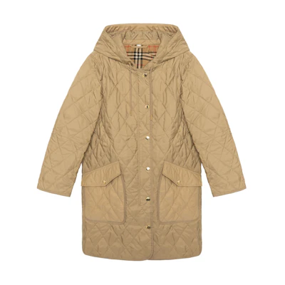 (Women) Burberry Diamond Quilted Hooded Jacket in Beige. 80487111