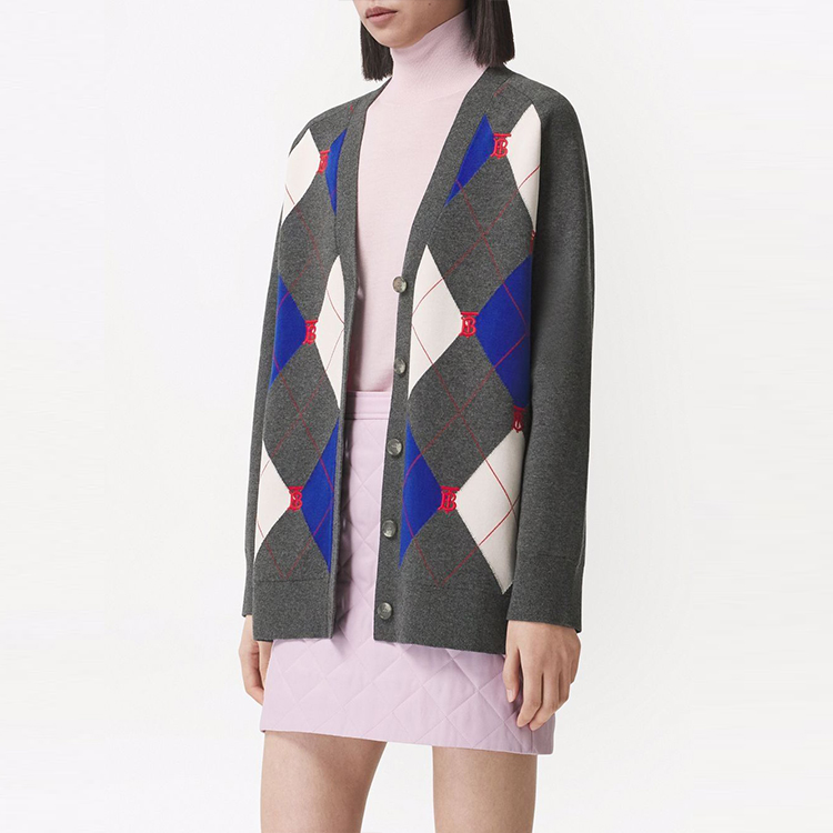 (Women) Burberry Diamond Quilted Loose Cashmere Sweater - Grey. 80484411 圖 5