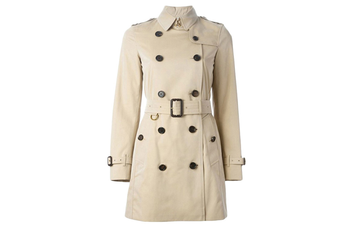 (Women) Burberry Double-Breasted Belted Trench Coat Khaki. 39004551