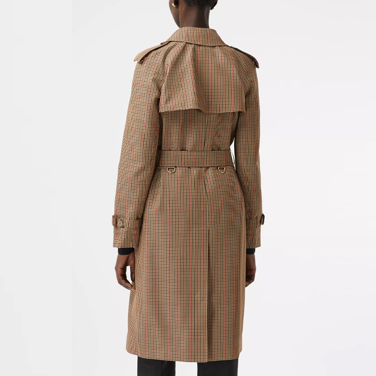 Shop (W) Burberry 雙排扣腰帶經典棕色格紋風衣外套 80355601
