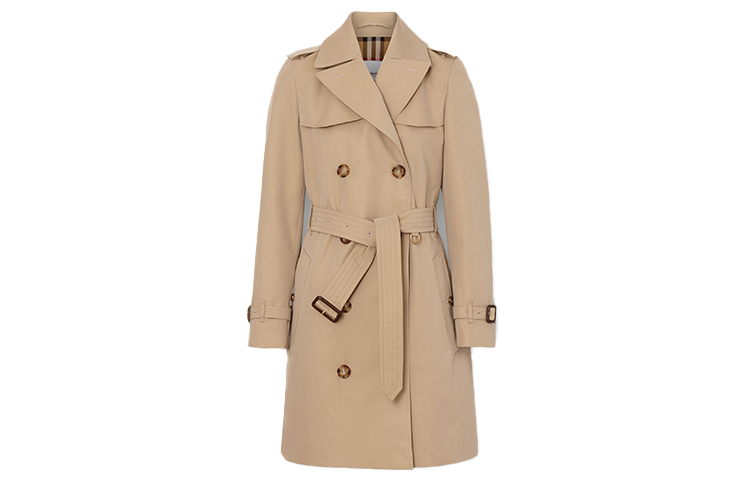 (Women) Burberry Double-Breasted Casual Trench Coat Honey Color 80168261