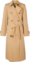 (Women) Burberry Double-breasted Check Trench Coat Honey Color 80280161 (Women) Burberry Double-breasted Check Trench Coat Honey Color 80280161