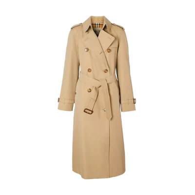 (Women) Burberry Double-breasted Check Trench Coat Honey Color 80280161