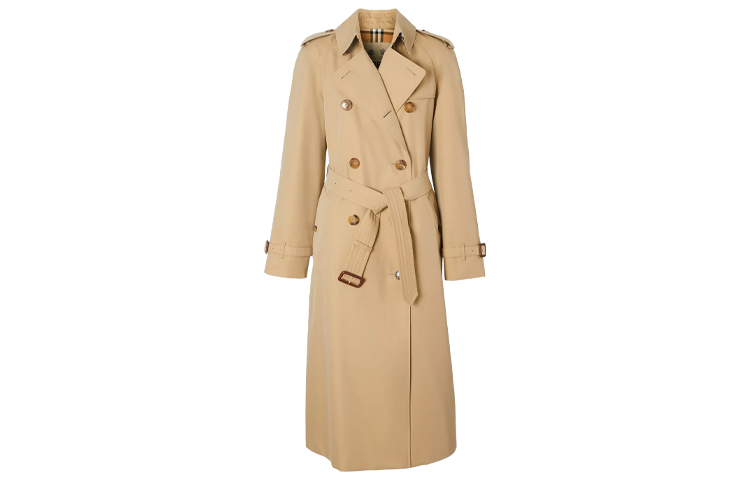 Order (W) Burberry Trench Coat Honey Double Breasted Motif Kotak-kotak 80280161