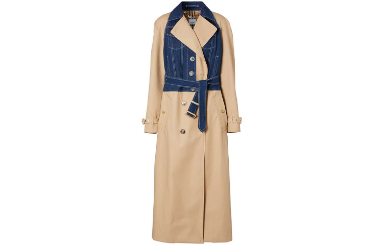 (Women) Burberry Double-Breasted Denim Panel Trench Coat Beige 45676721