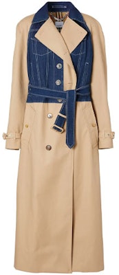 (Women) Burberry Double-Breasted Denim Panel Trench Coat Beige 45676721 Order (Women) Burberry Double-Breasted Denim Panel Trench Coat Beige 45676721
