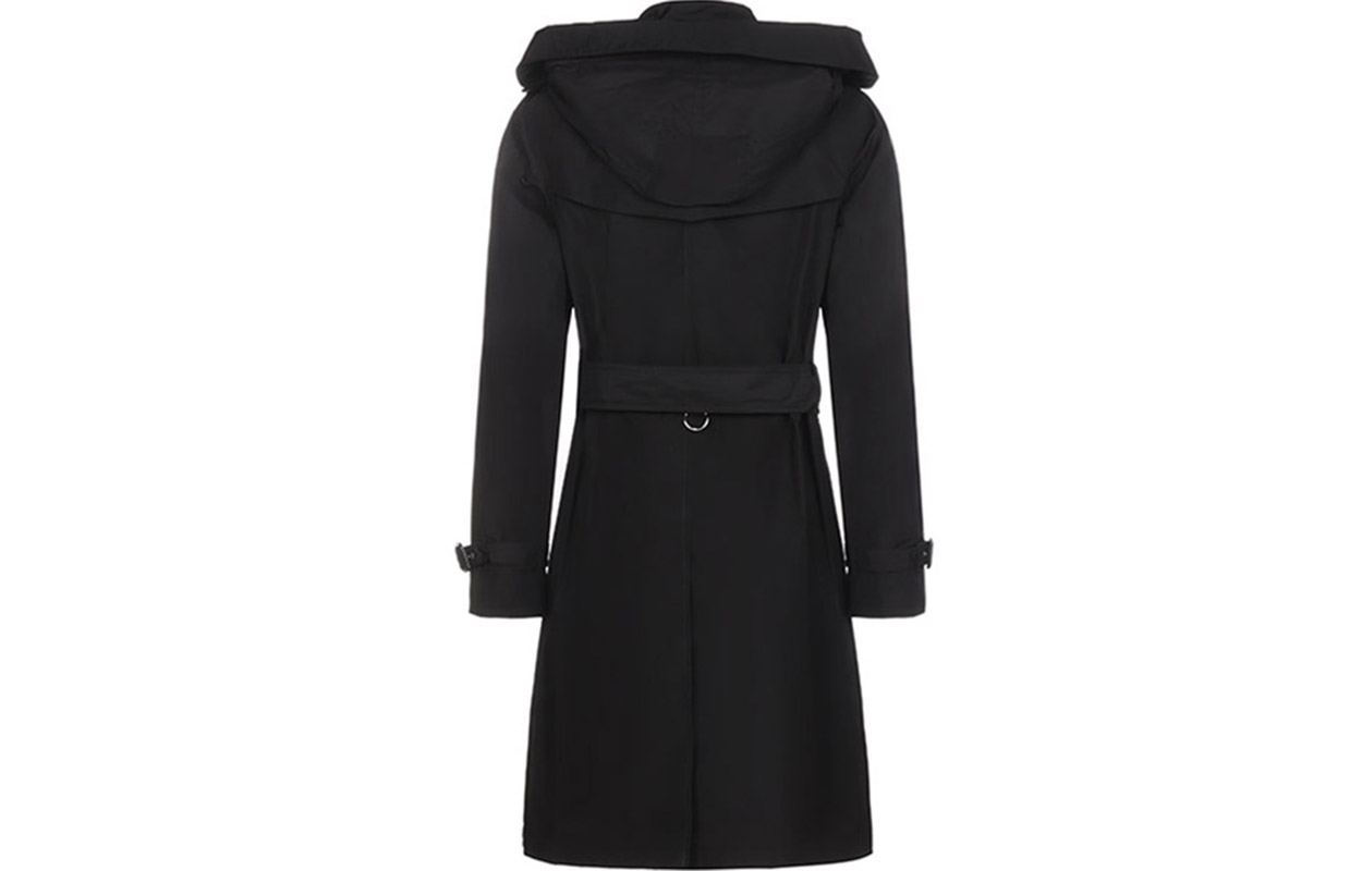 (Women) Burberry Double-Breasted Hooded Mid-Length Trench Coat Black 80335201 圖 3