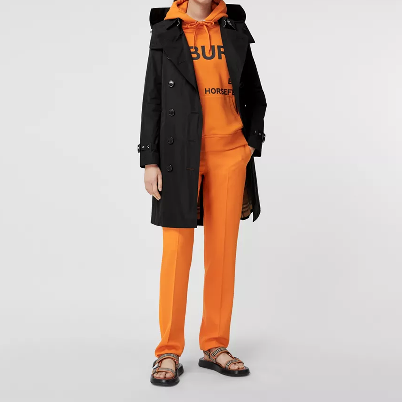 (Women) Burberry Double-Breasted Hooded Mid-Length Trench Coat Black 80335201 圖 4