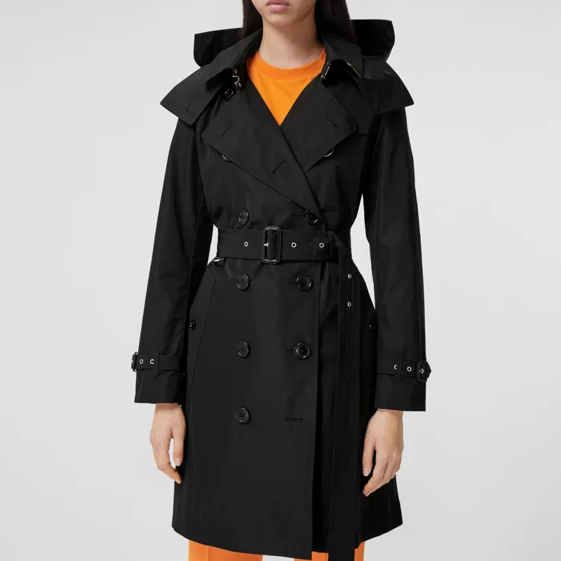 (Women) Burberry Double-Breasted Hooded Mid-Length Trench Coat Black 80335201 圖 5
