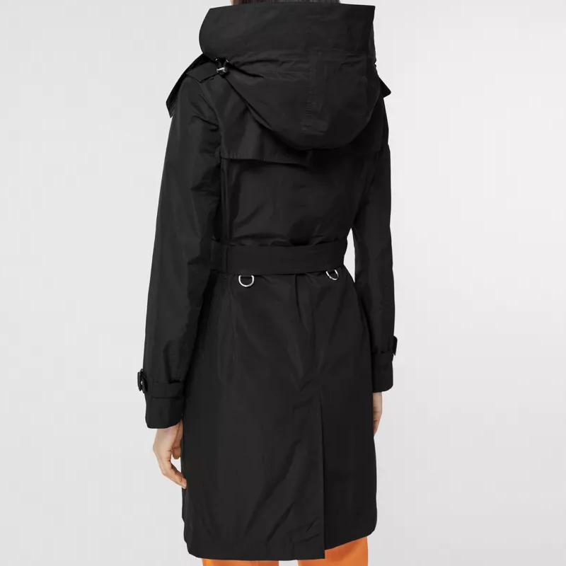 (Women) Burberry Double-Breasted Hooded Mid-Length Trench Coat Black 80335201 圖 6