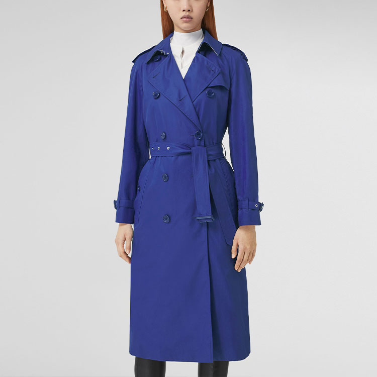 (Women) Burberry Double-Breasted Long Sleeve Trench Coat - Blue 80471431 圖 4