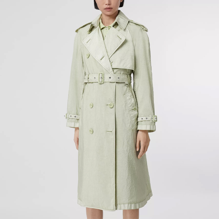 (Women) Burberry Double-Breasted Oversized Trench Coat Mist Green 80414391 圖 3