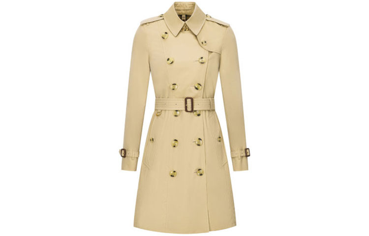 (Women) Burberry Double-Breasted Trench Coat Long Sleeve Beige. 80457761