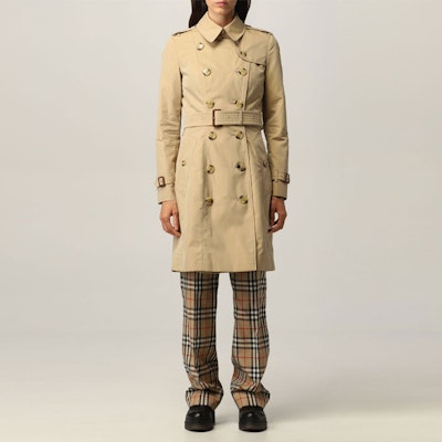 (W) Burberry Trench Coat Double-Breasted Lengan Panjang Beige. 80457761 Purchase (W) Burberry Trench Coat Double-Breasted Lengan Panjang Beige. 80457761