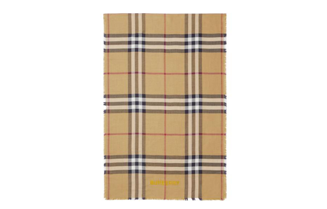 (Women) Burberry Double-sided Check Logo Fringe Wool Scarf Women Yellow. 80797561 圖 3
